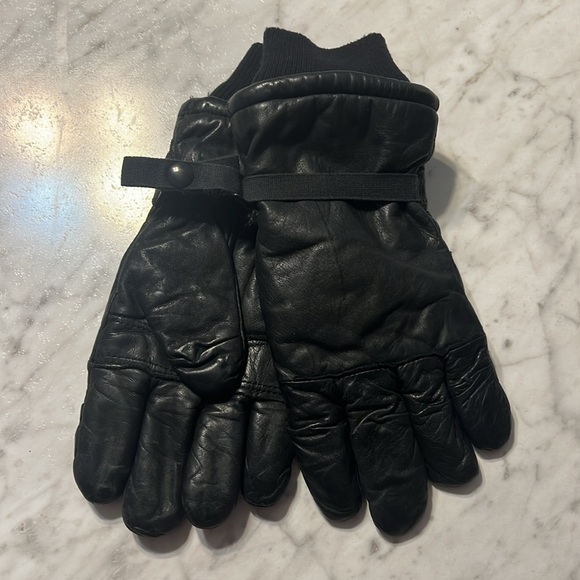Black Leather Hawkeye Military Style Work Gloves L Motorcycle Cold Wet - Picture 4 of 4